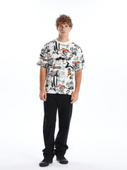 Xside- Crew Neck Short Sleeve Printed Combed Cotton Men T-Shirt