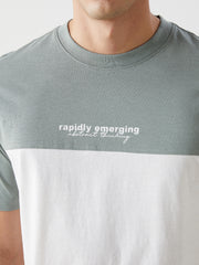 Xside- Crew Neck Short Sleeve Color Block Combed Cotton Men T-Shirt