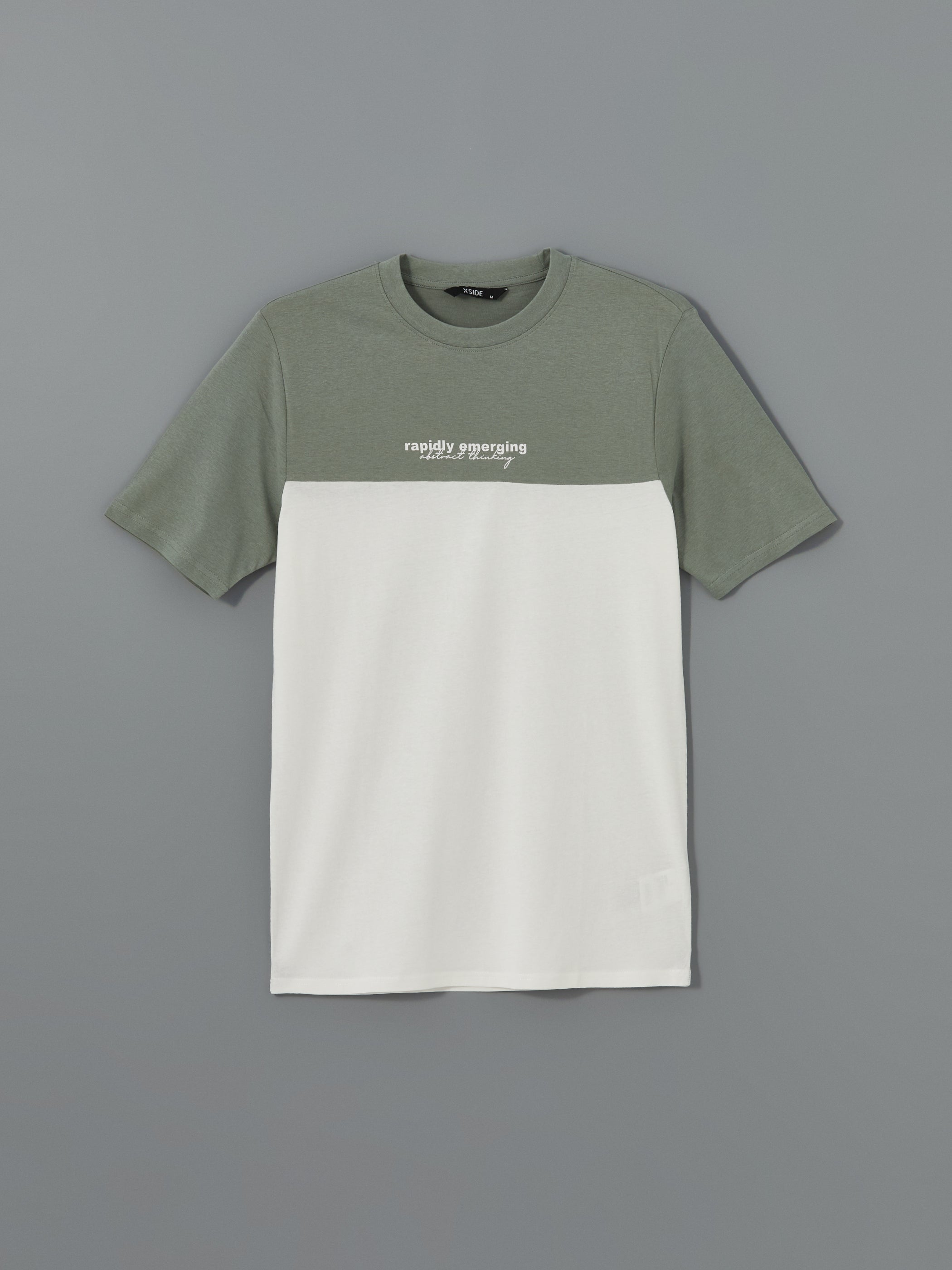Xside- Crew Neck Short Sleeve Color Block Combed Cotton Men T-Shirt