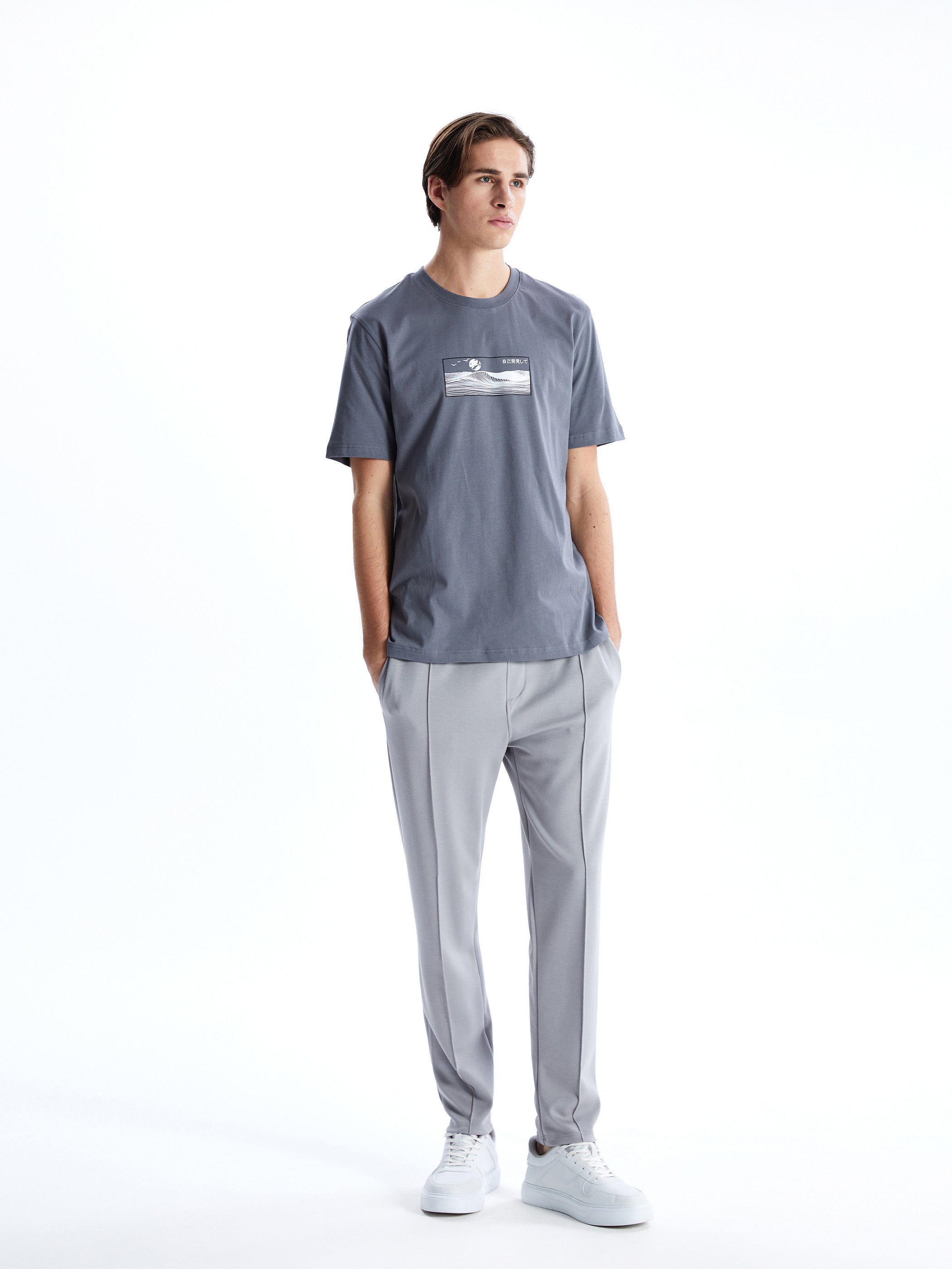 Xside- Crew Neck Short Sleeve Printed Combed Cotton Men T-Shirt