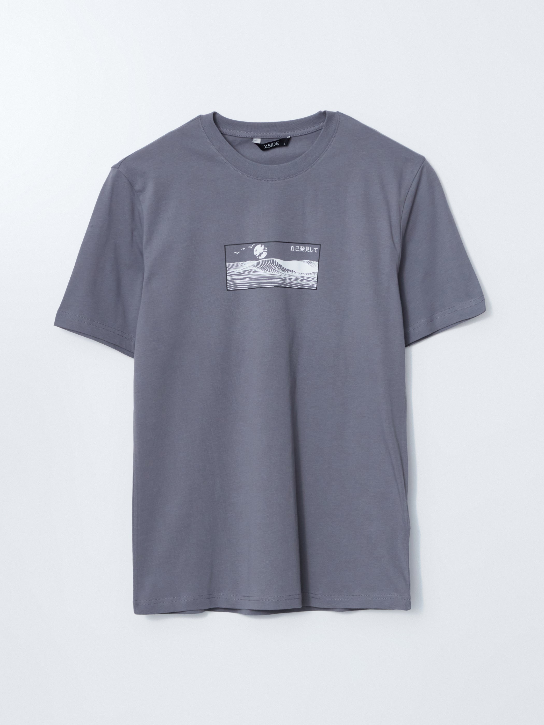 Xside- Crew Neck Short Sleeve Printed Combed Cotton Men T-Shirt