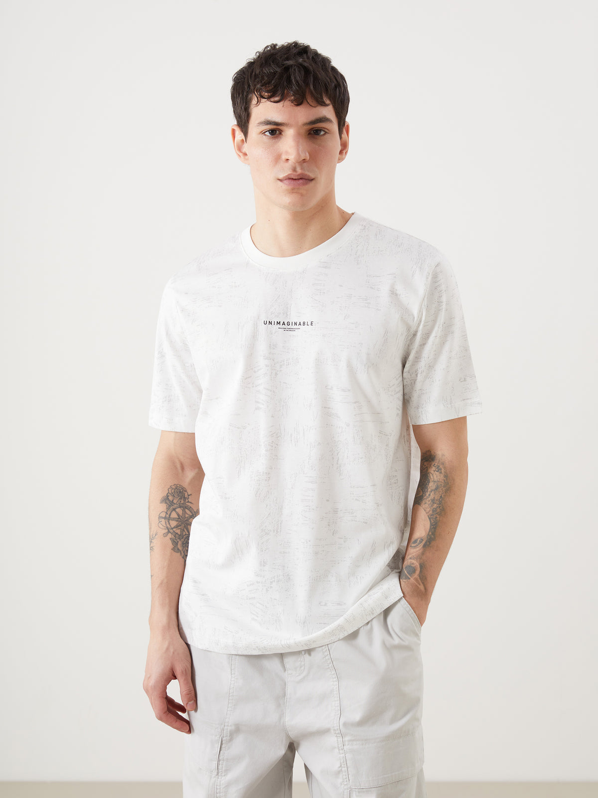 Xside- Crew Neck Short Sleeve Printed Combed Cotton Men T-Shirt