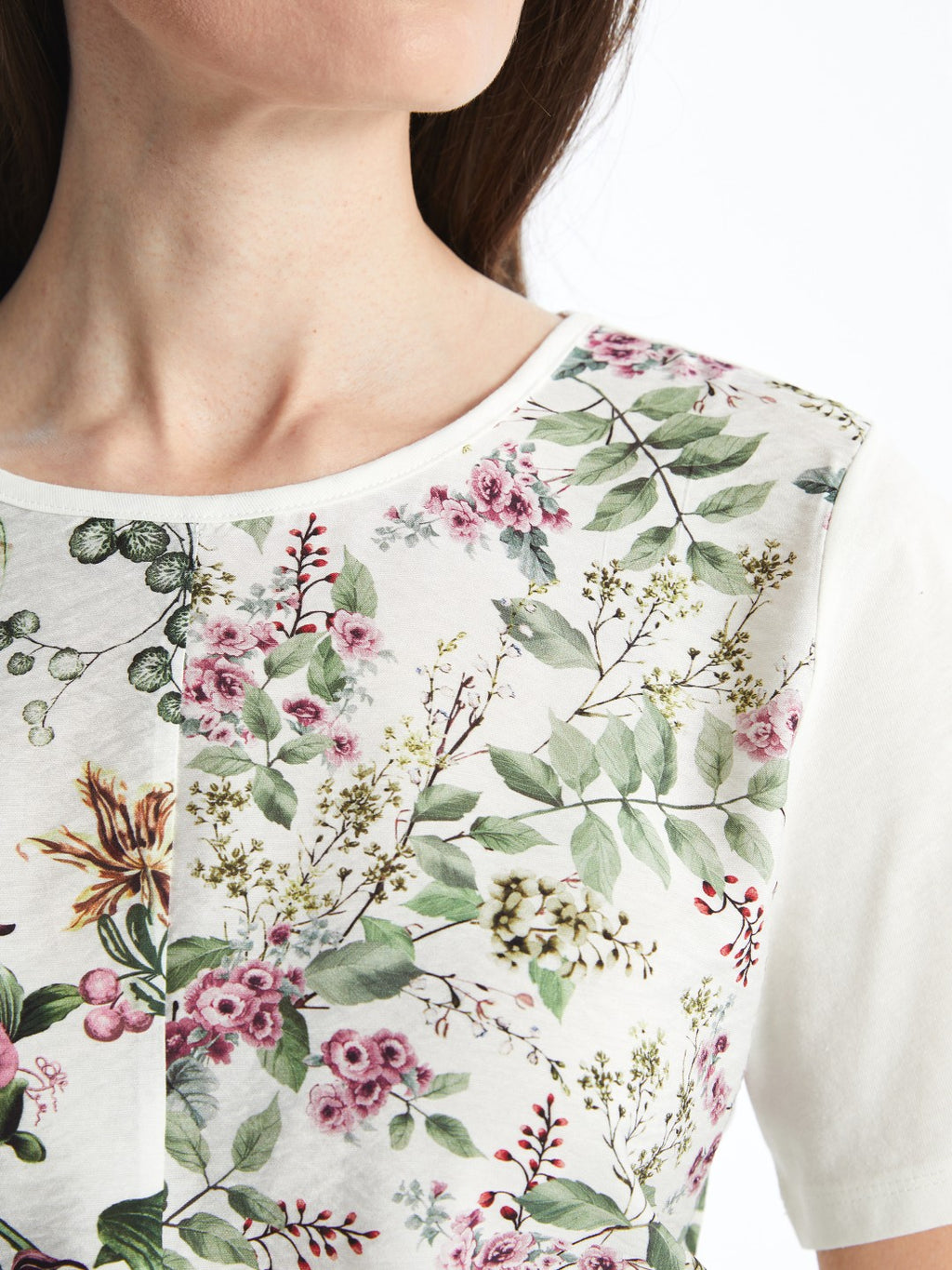 LCW Grace Crew Neck Floral Women T-Shirt