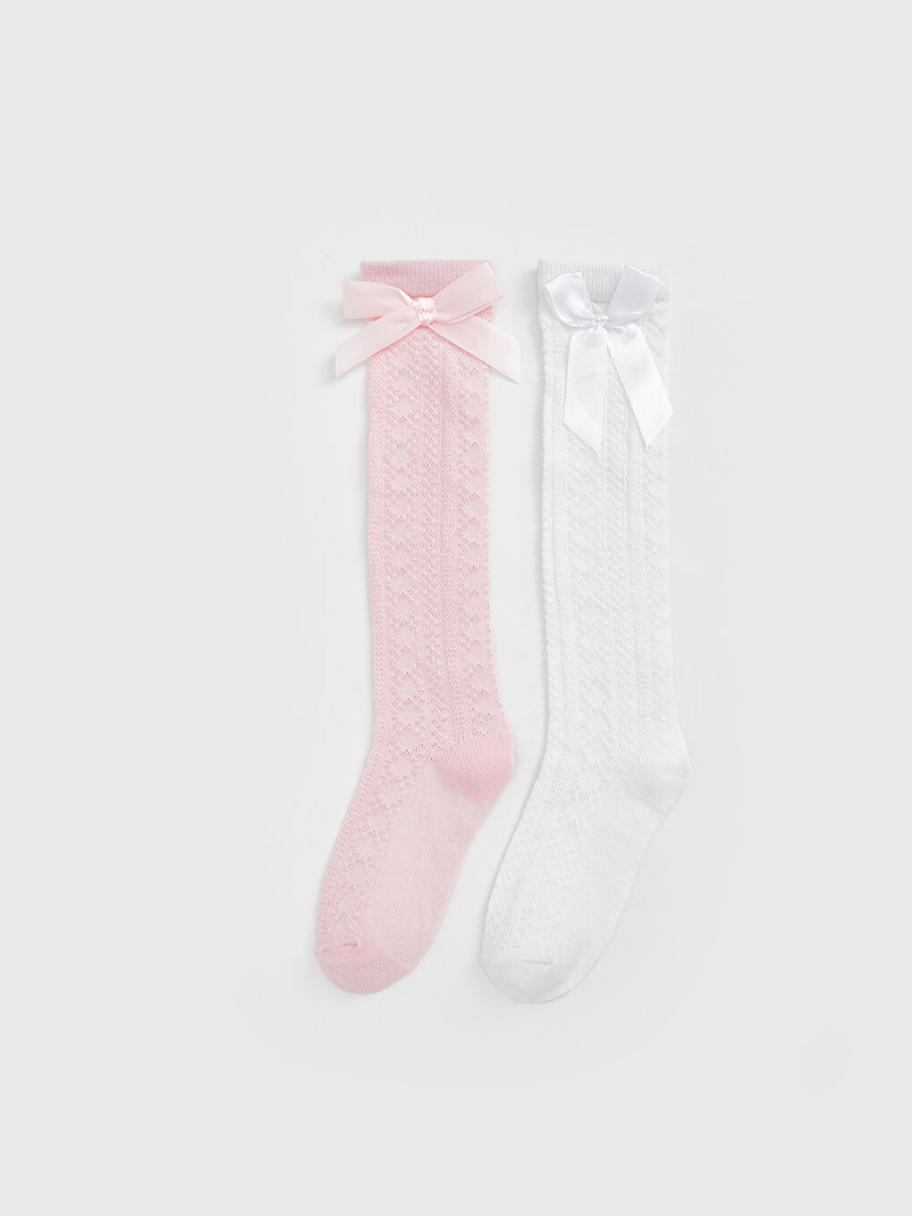 LCW Kids Pink Bow Detailed Girls Knee High Socks 2-Pack
