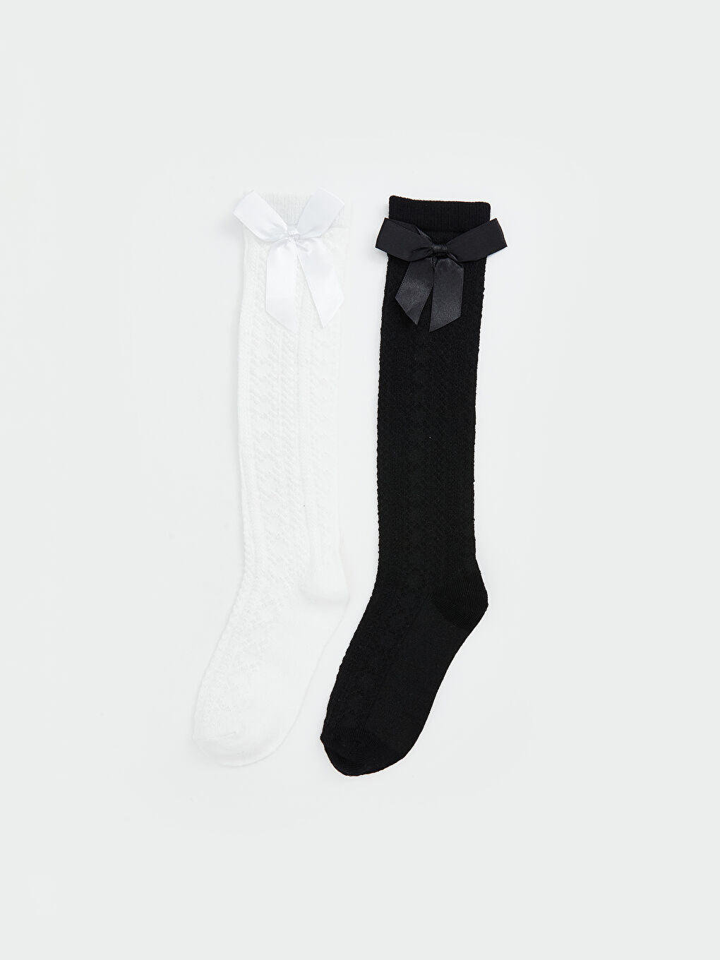 LCW Kids White Bow Detailed Girls Knee High Socks 2-Pack