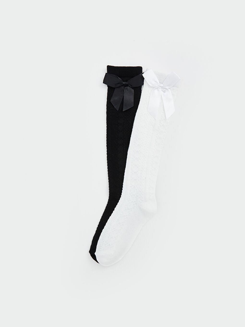 LCW Kids White Bow Detailed Girls Knee High Socks 2-Pack