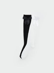 LCW Kids White Bow Detailed Girls Knee High Socks 2-Pack