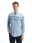 LCWAIKIKI Classic Blue Regular Fit Long Sleeve Striped Poplin Men Shirt