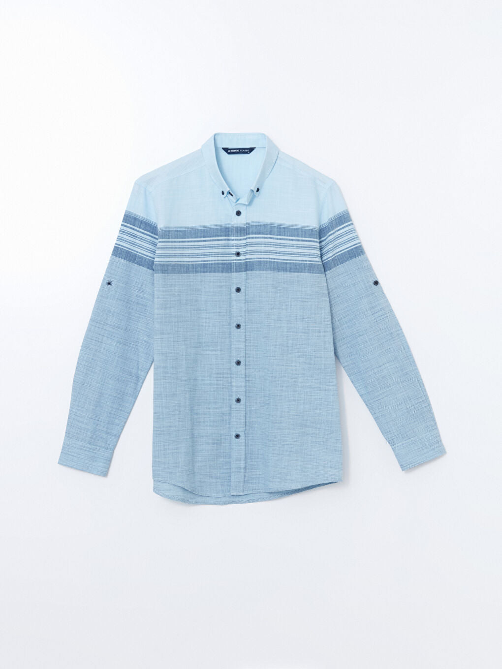 LCWAIKIKI Classic Blue Regular Fit Long Sleeve Striped Poplin Men Shirt