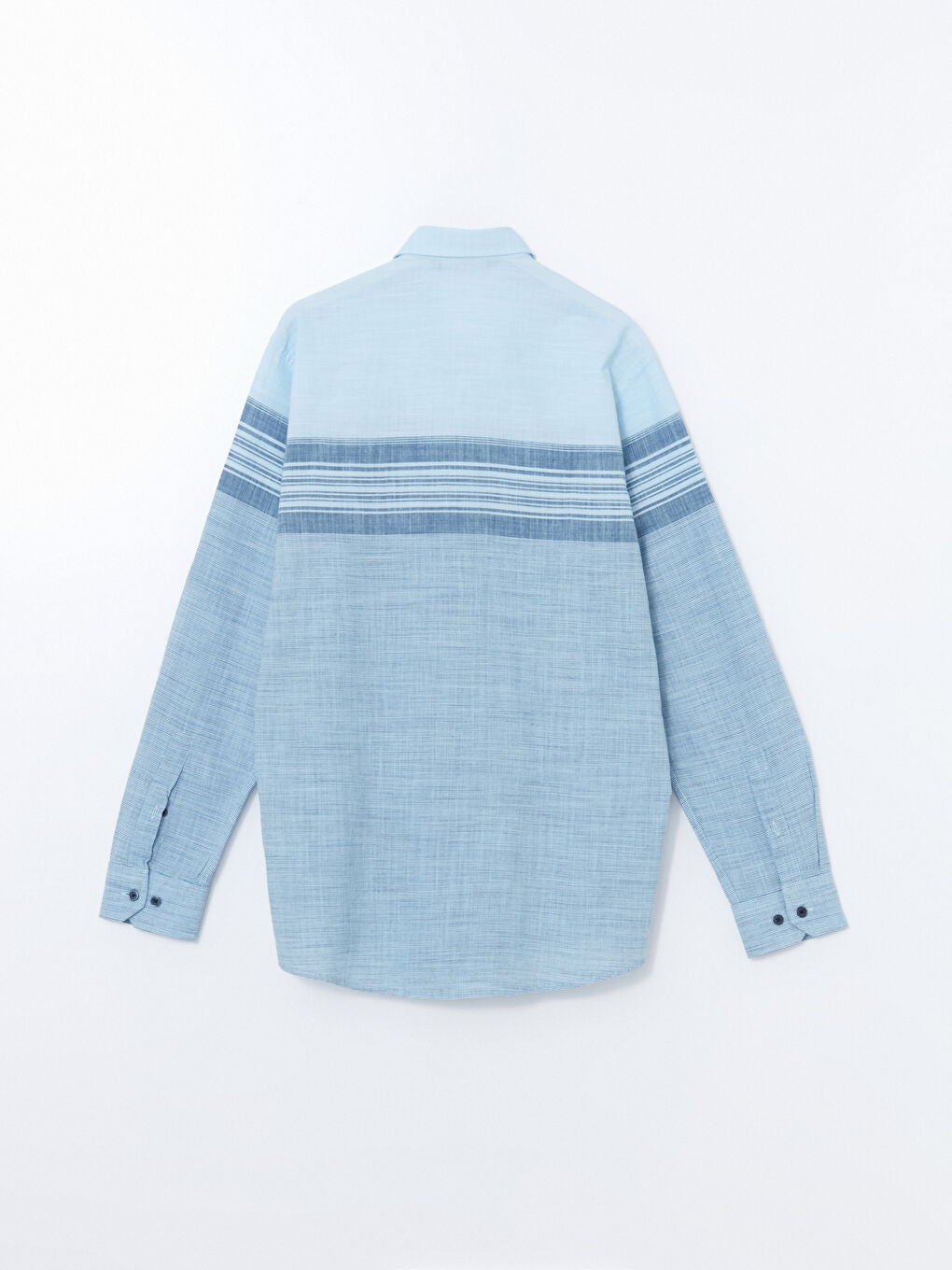 LCWAIKIKI Classic Blue Regular Fit Long Sleeve Striped Poplin Men Shirt