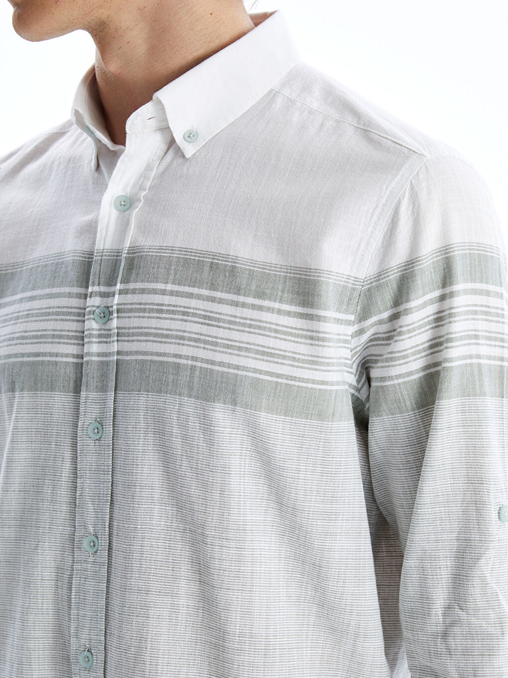 LCWAIKIKI Classic Blue Regular Fit Long Sleeve Striped Poplin Men Shirt