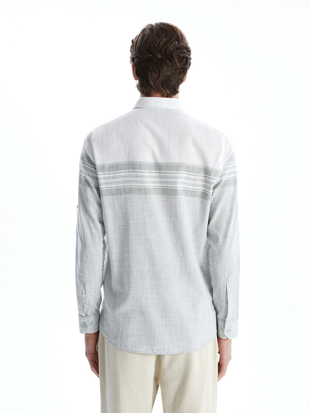 LCWAIKIKI Classic Blue Regular Fit Long Sleeve Striped Poplin Men Shirt