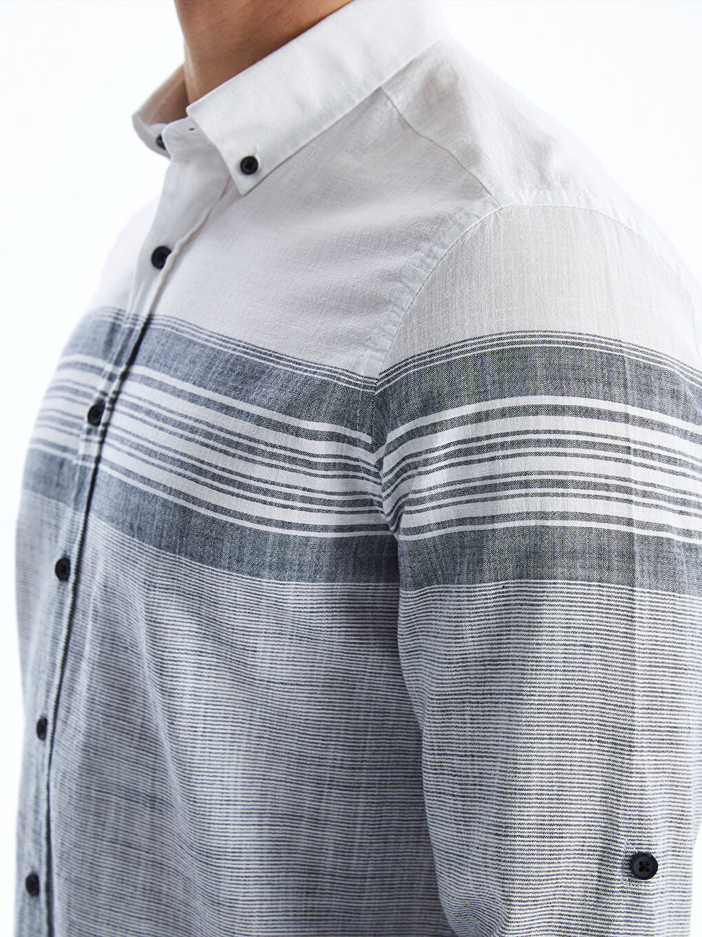 LCWAIKIKI Classic Blue Regular Fit Long Sleeve Striped Poplin Men Shirt