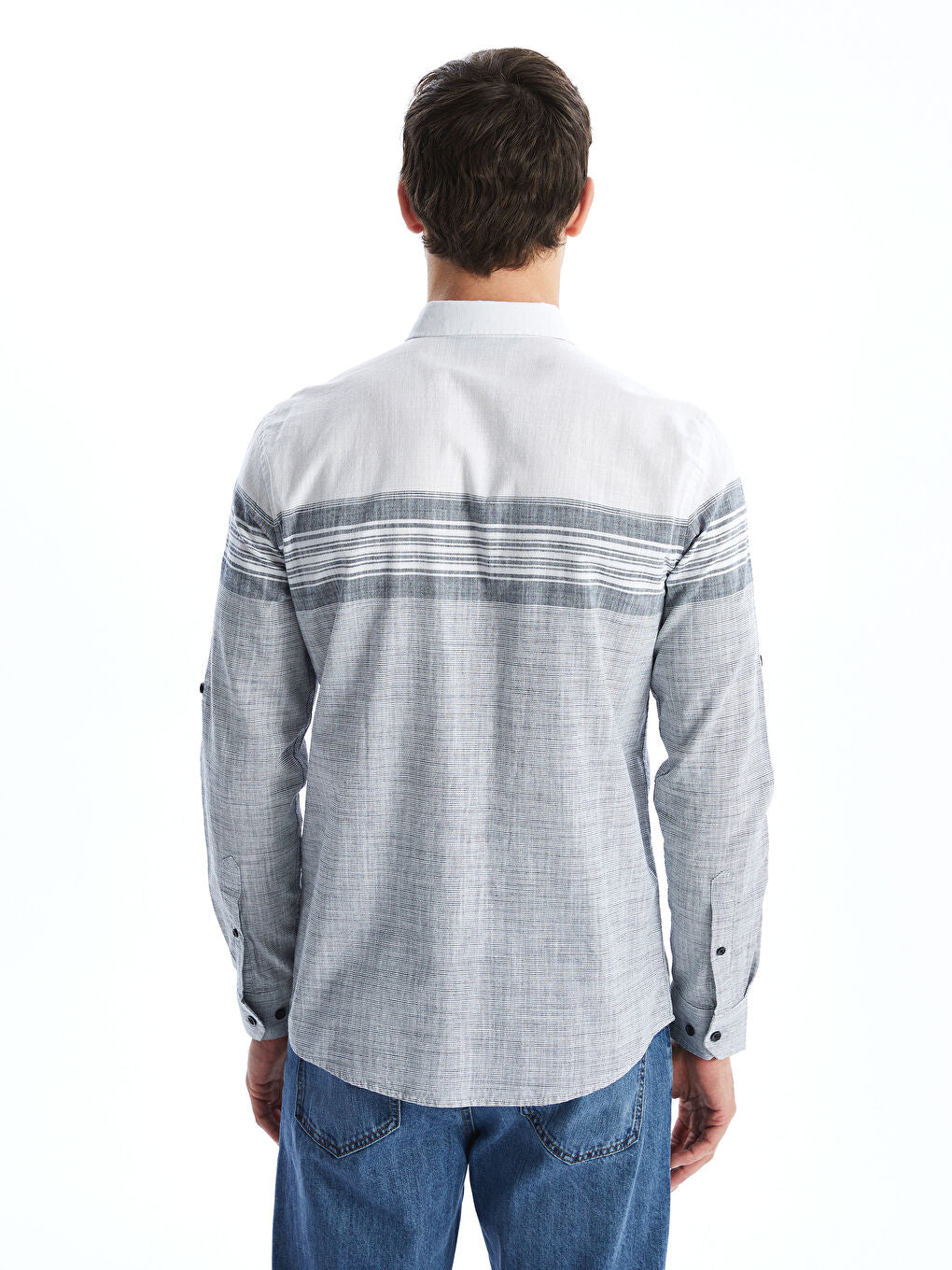 LCWAIKIKI Classic Blue Regular Fit Long Sleeve Striped Poplin Men Shirt