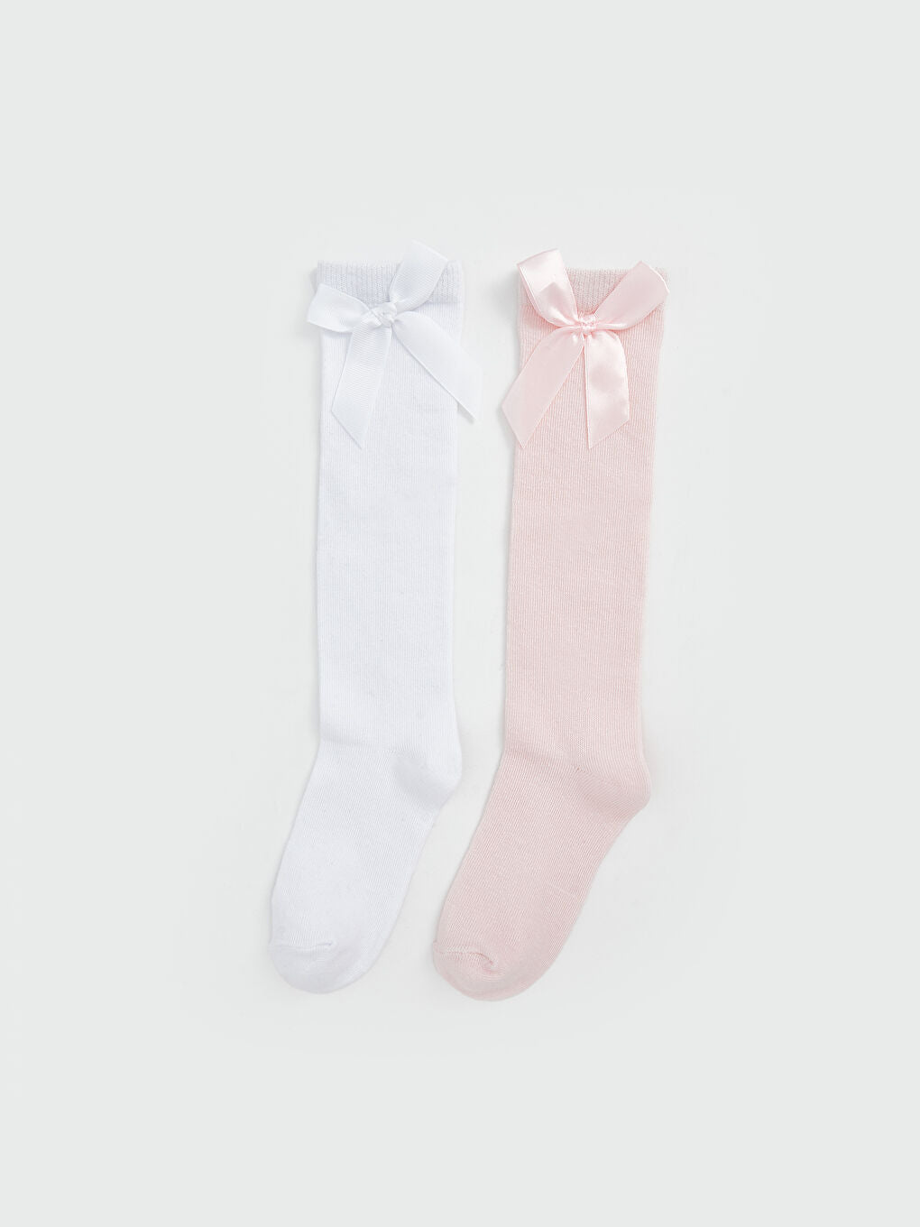 LCW Kids White Bow Detailed Girls Knee High Socks 2-Pack