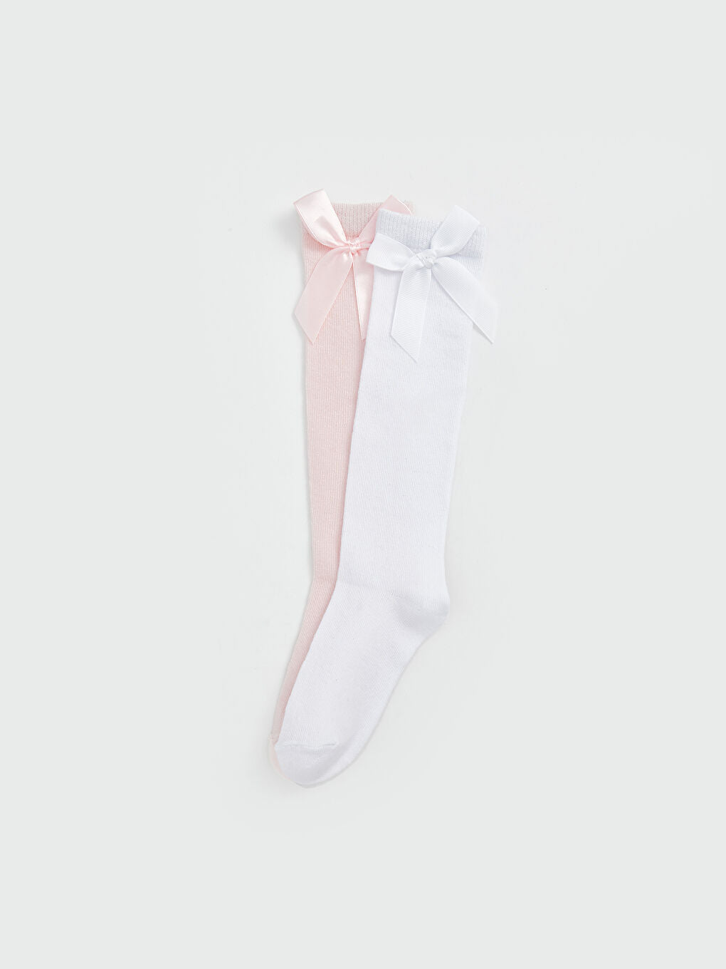 LCW Kids White Bow Detailed Girls Knee High Socks 2-Pack
