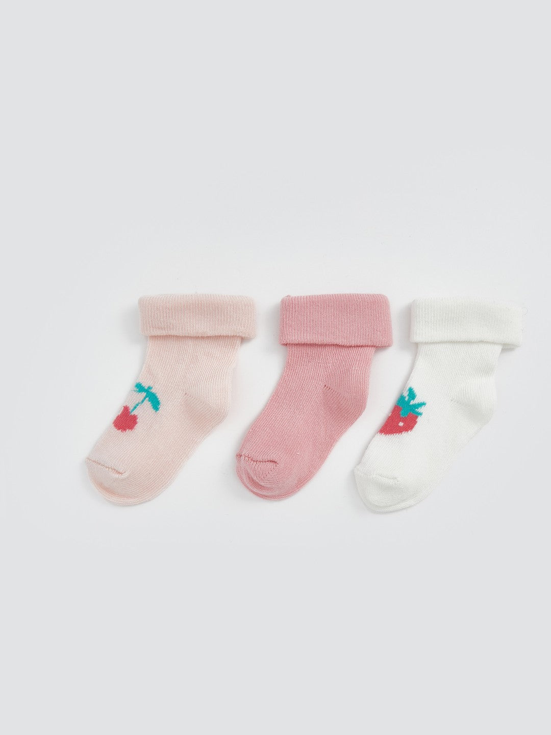 LCW Baby Crew Neck Printed Baby Girl Socks 3-Pack