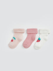 LCW Baby Crew Neck Printed Baby Girl Socks 3-Pack