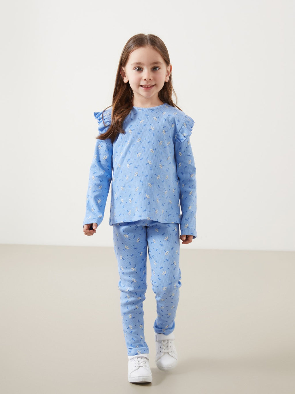 LCW Kids Crew Neck Floral Girl Blouse And Leggings 2-Pack