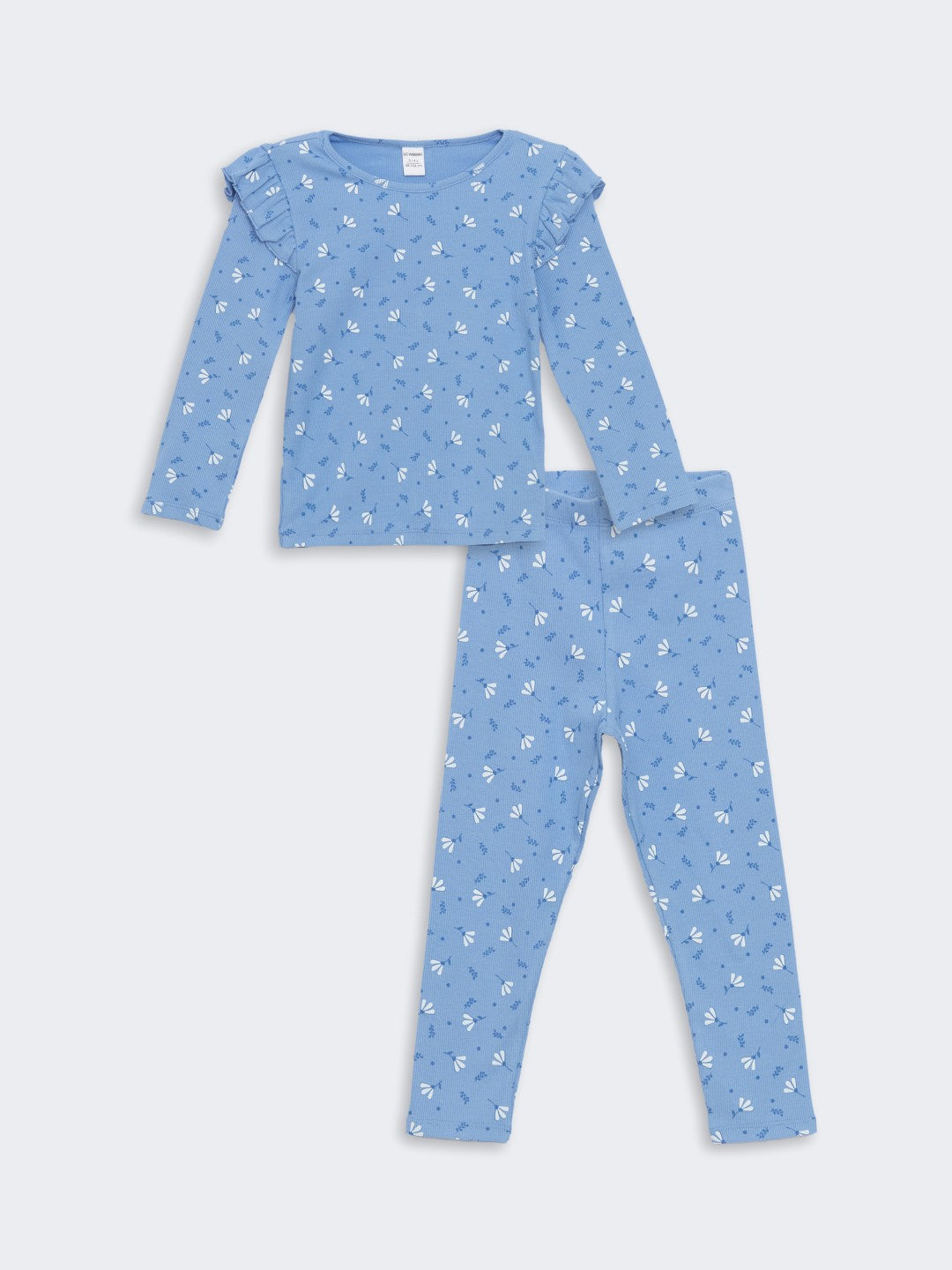 LCW Kids Crew Neck Floral Girl Blouse And Leggings 2-Pack