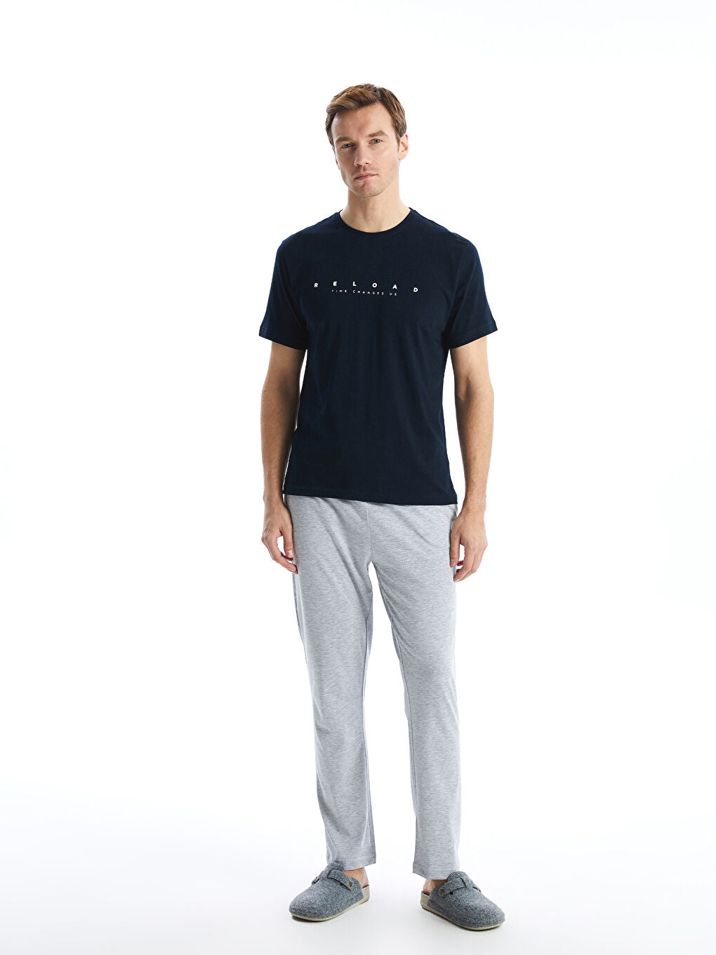 LC WAIKIKI Navy Blue Standard Pattern Men Pajama Set