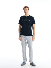 LC WAIKIKI Navy Blue Standard Pattern Men Pajama Set