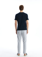 LC WAIKIKI Navy Blue Standard Pattern Men Pajama Set