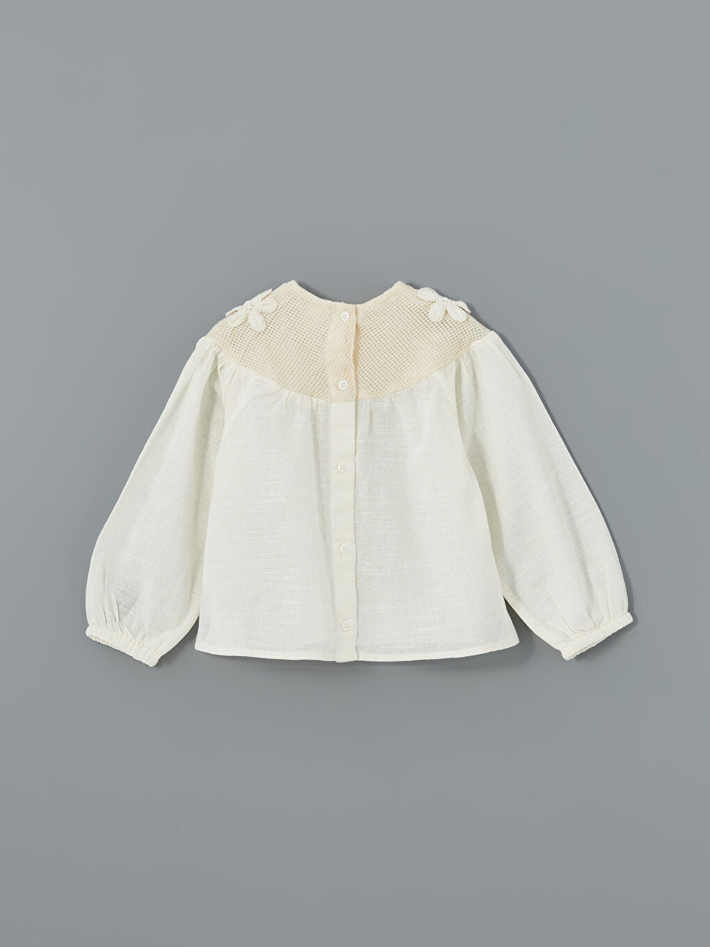 LCW Kids White Crew Neck Embroidered Baby Girl Blouse