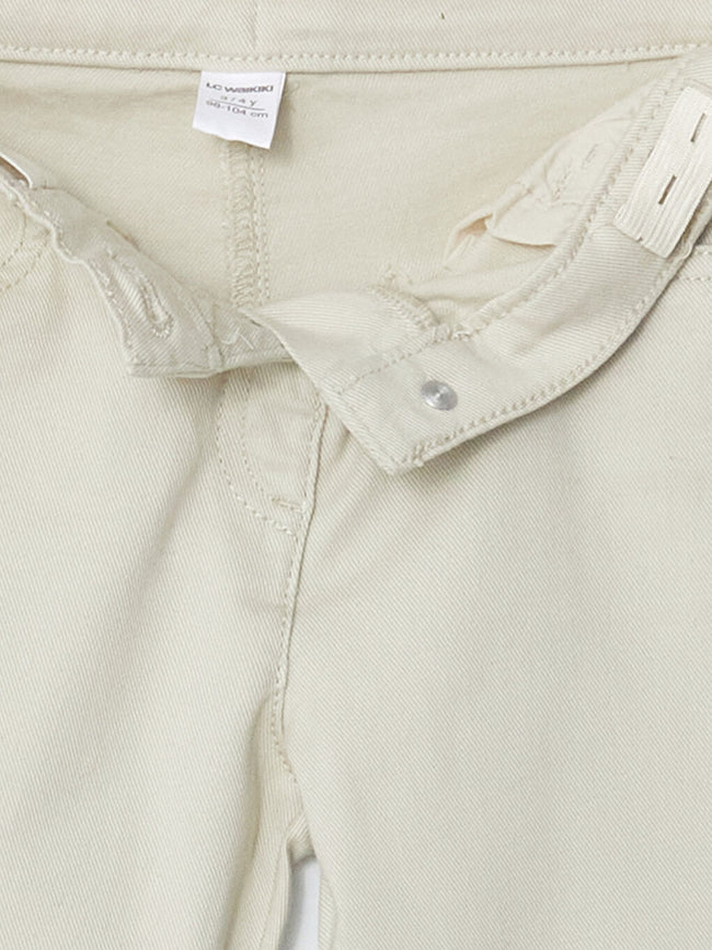 LCW Kids Beige Elastic Waist Gabardine Girls Trousers Main Image