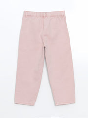 LCW Kids Pink Embroidered Waist Adjustable Girls Trousers