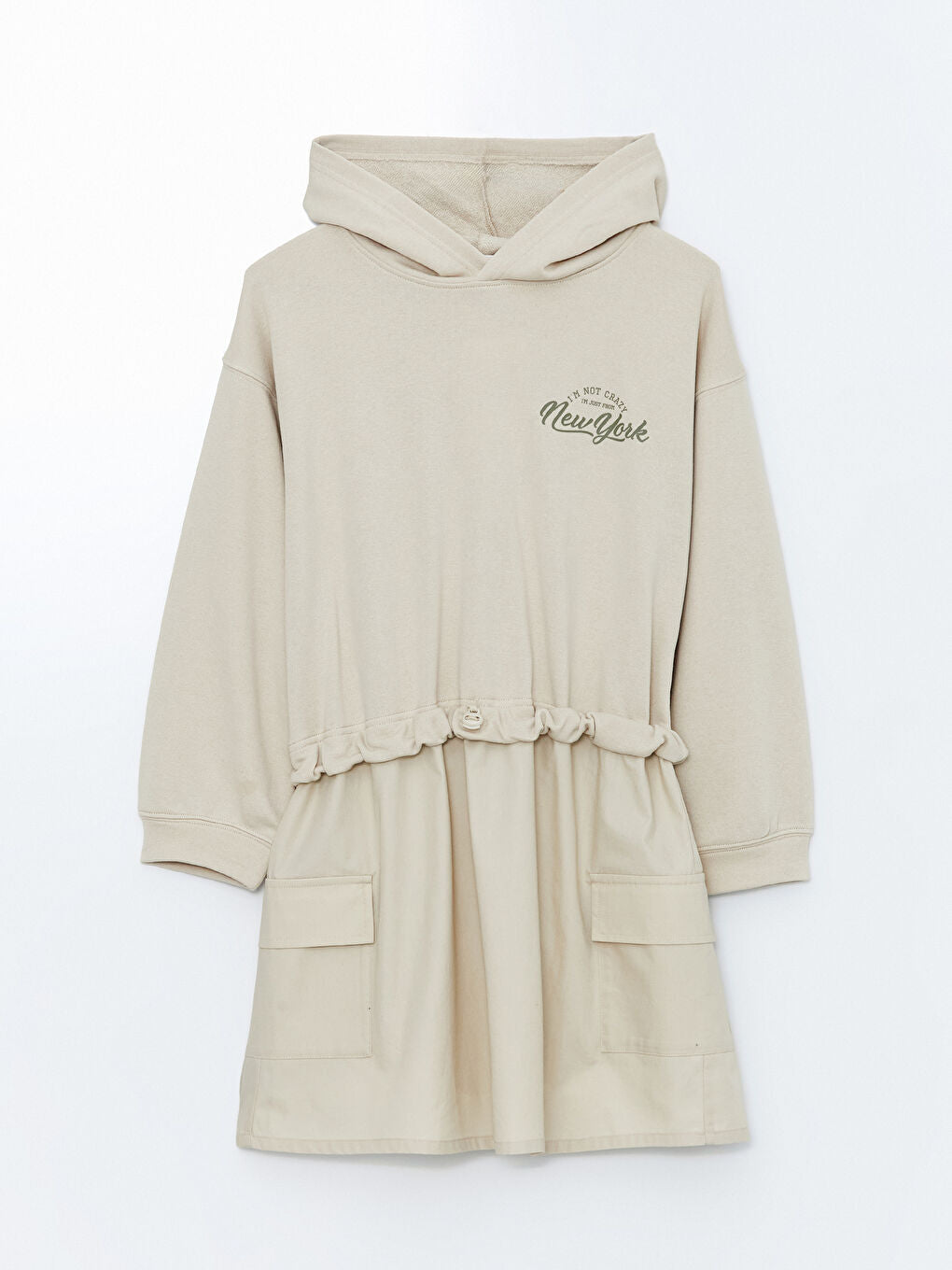 LCW Kids Beige Hooded Girl Dress