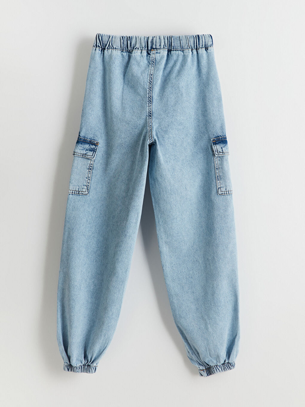 LCW Kids Blue Elastic Waist Girls Cargo Jeans