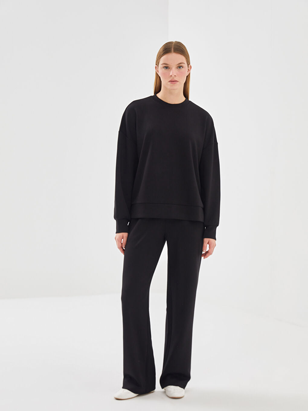 LCW Vision Anthracite Crew Neck Oversize Women Sweatshirt