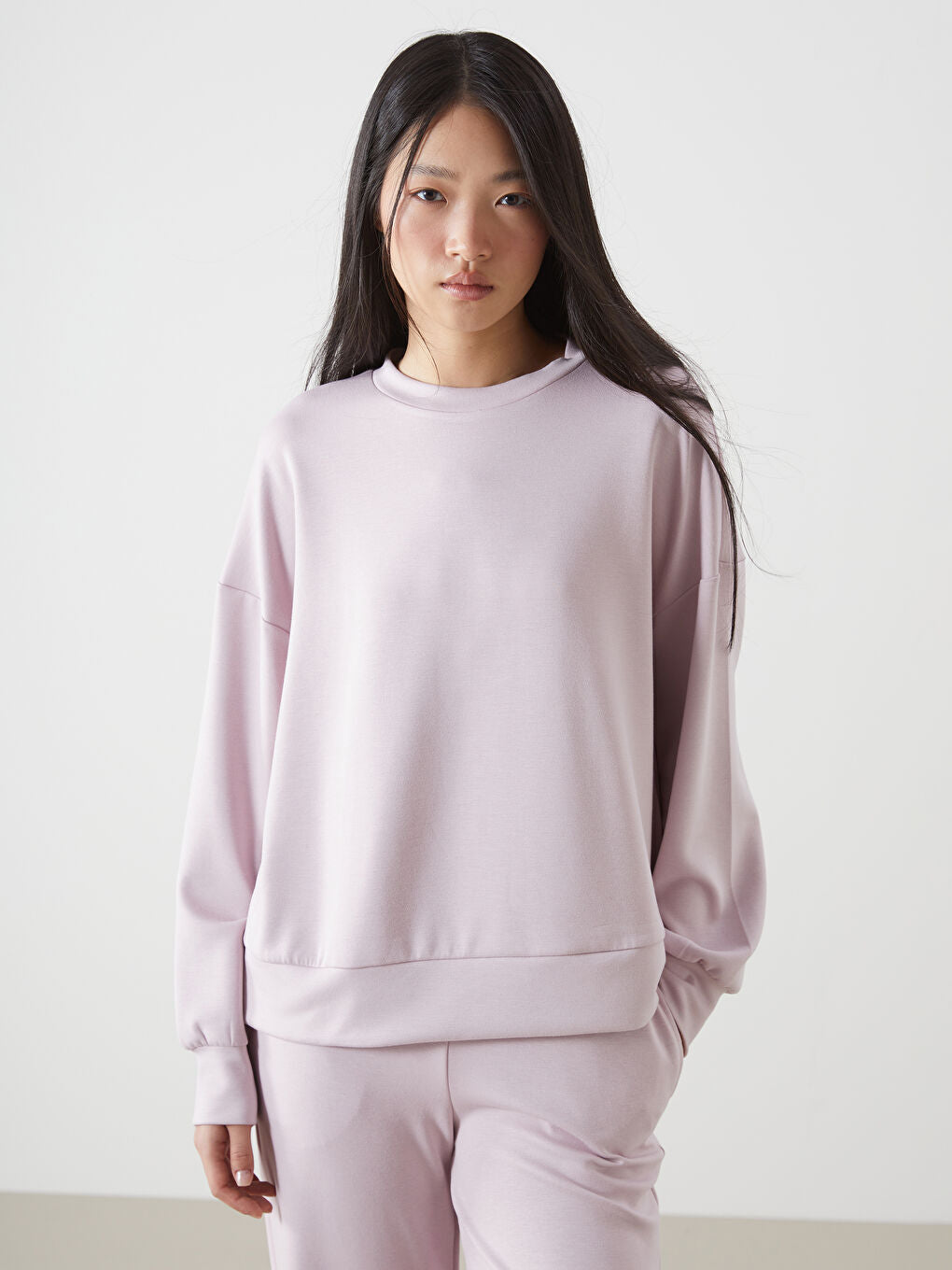 LCW Vision Anthracite Crew Neck Oversize Women Sweatshirt