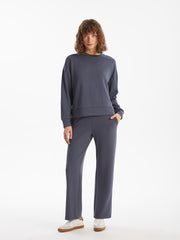LCW Vision Anthracite Crew Neck Oversize Women Sweatshirt