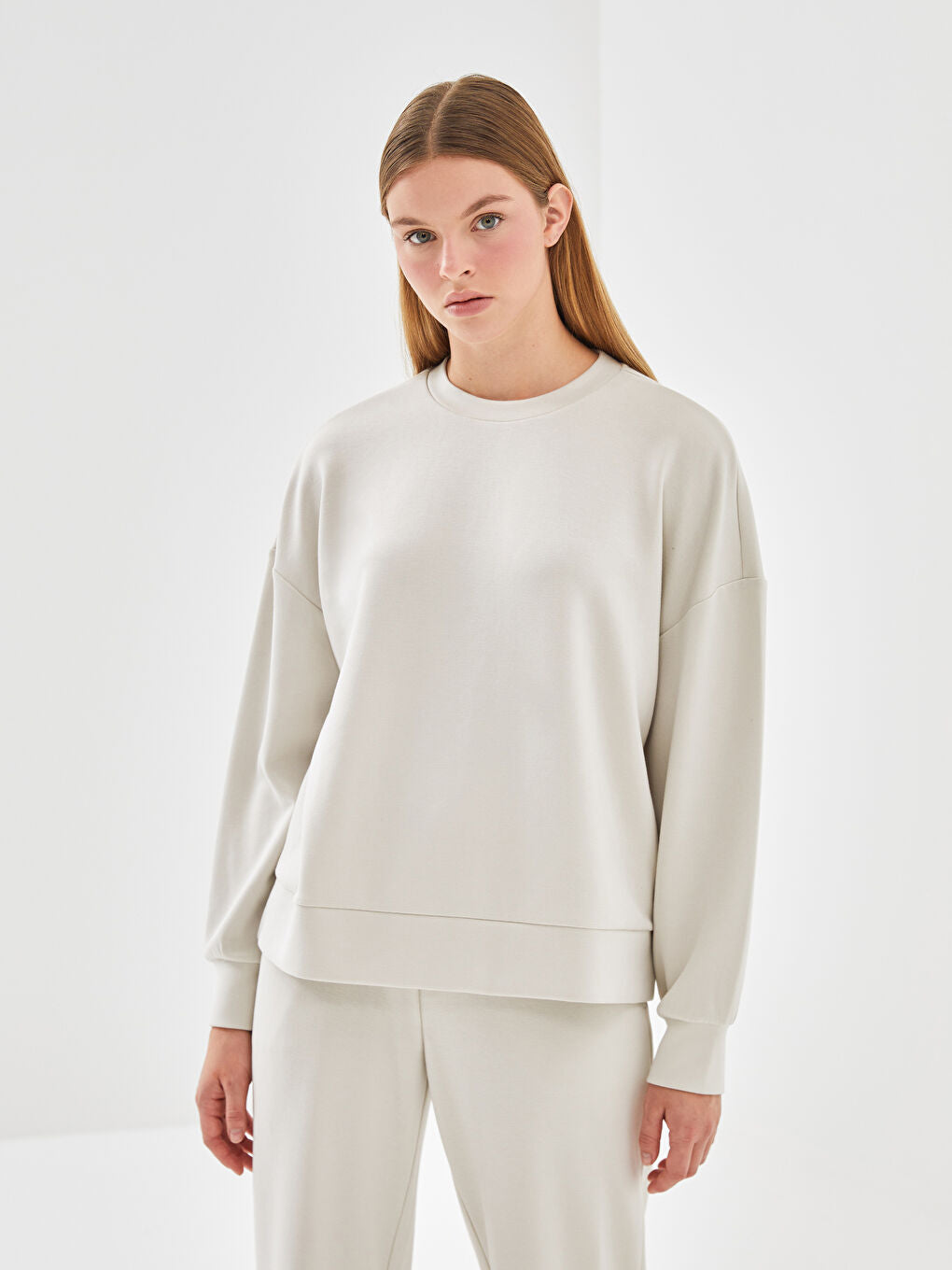 LCW Vision Anthracite Crew Neck Oversize Women Sweatshirt