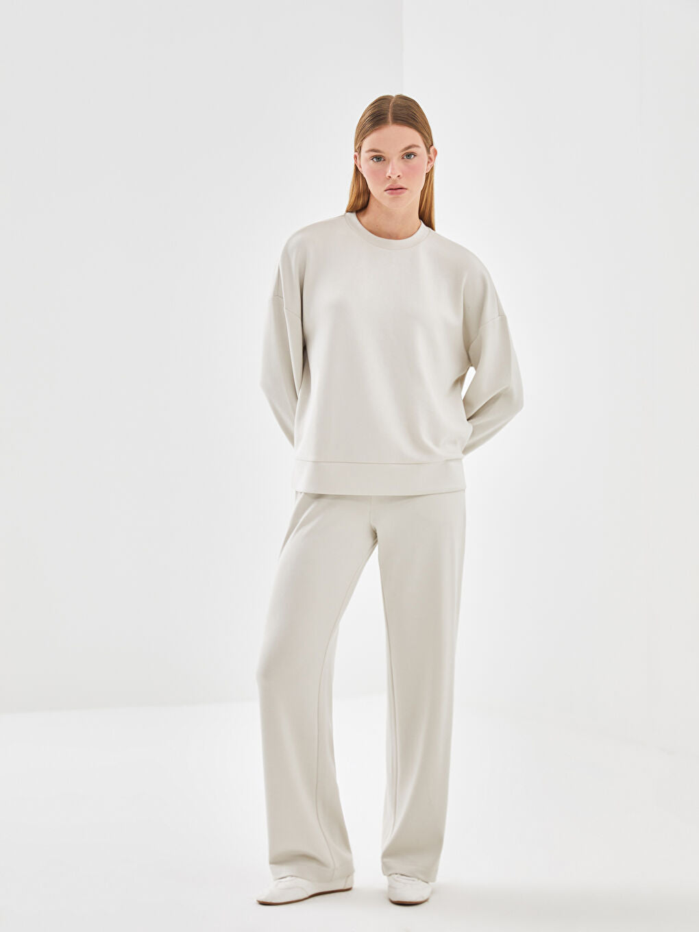LCW Vision Anthracite Crew Neck Oversize Women Sweatshirt