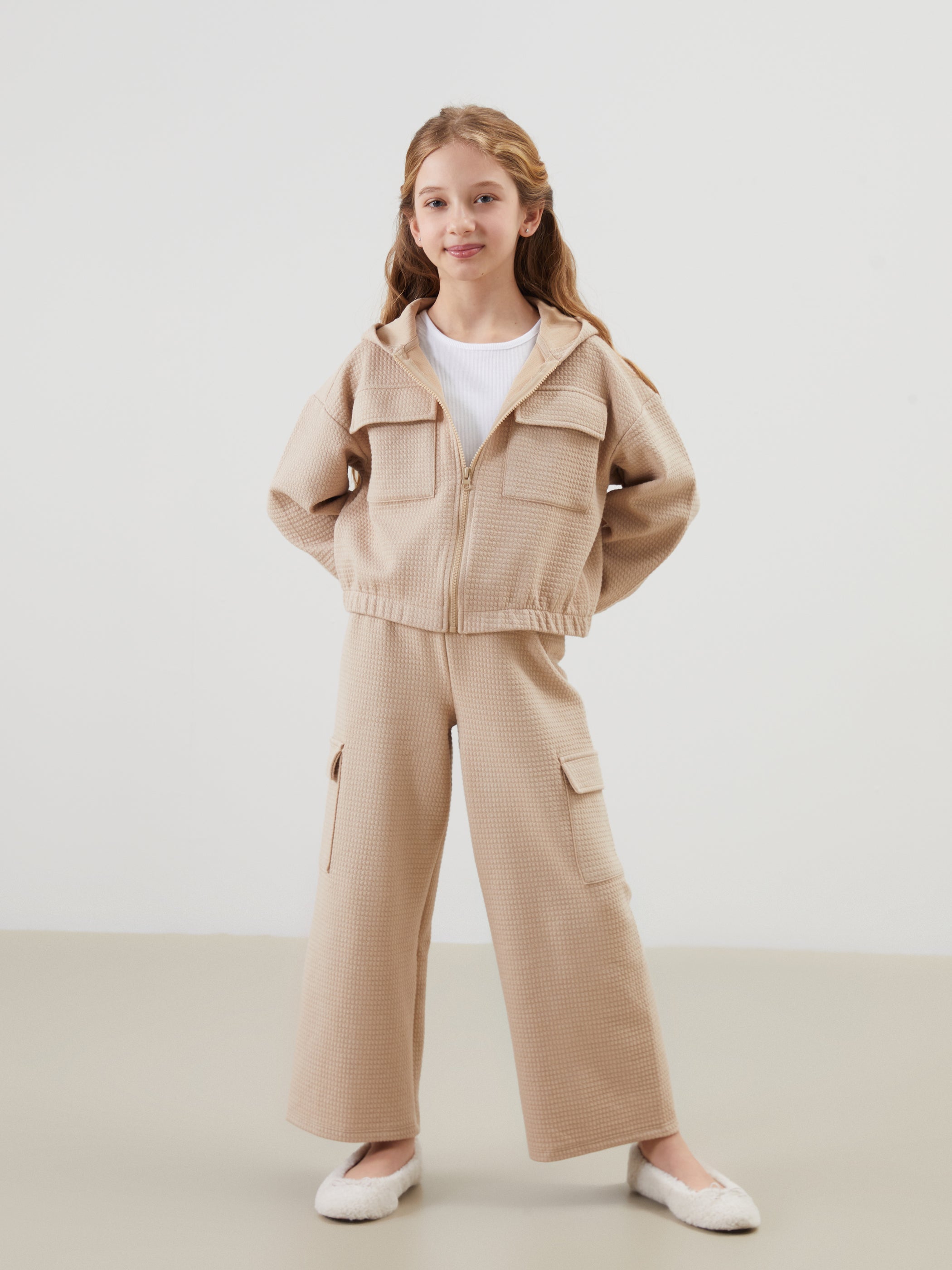 Hooded Girls Zippered Sweatshirt