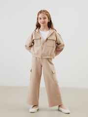 Hooded Girls Zippered Sweatshirt