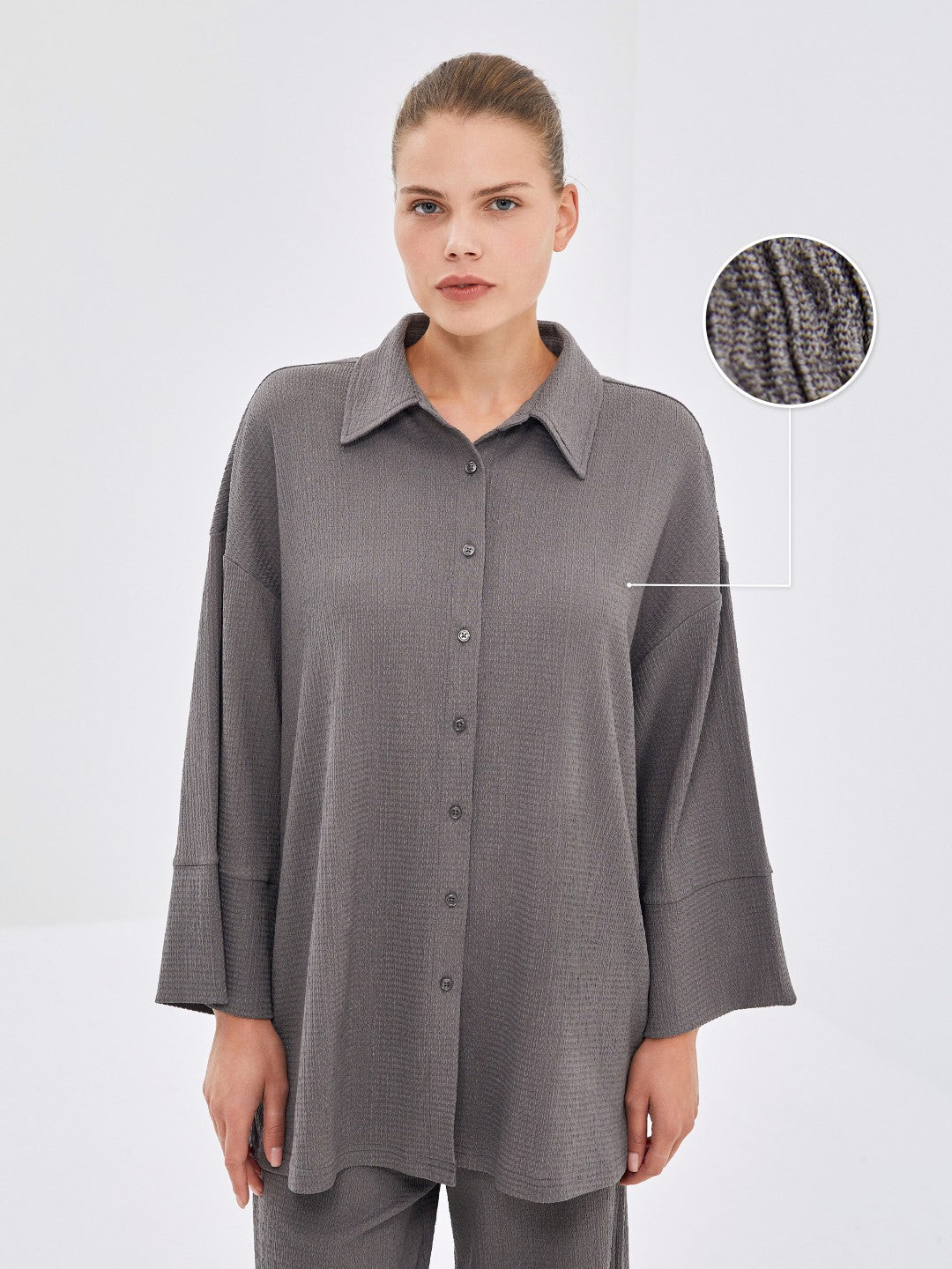 LCW Modest Textured Oversize Women Shirt Tunic