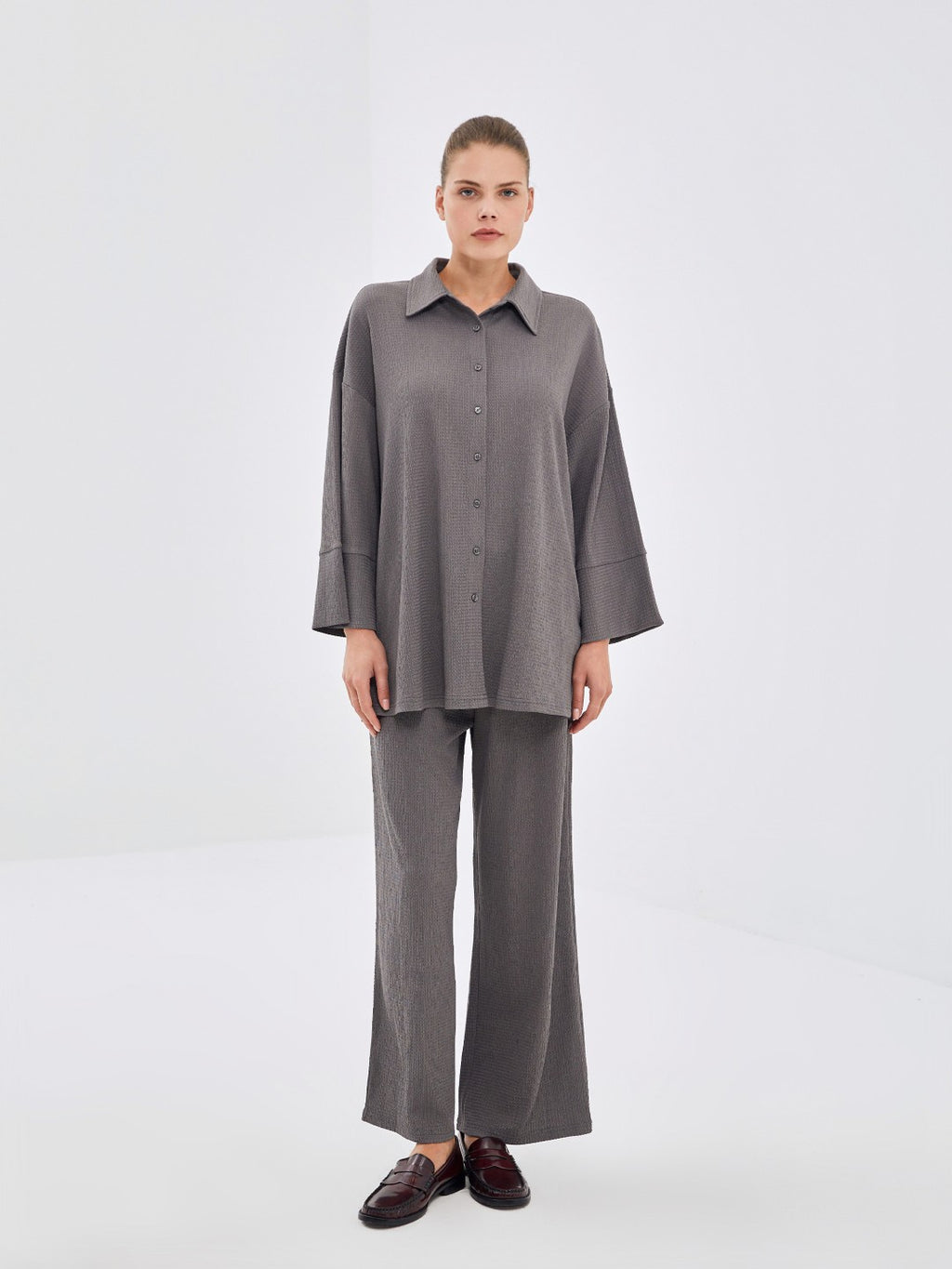 LCW Modest Textured Oversize Women Shirt Tunic