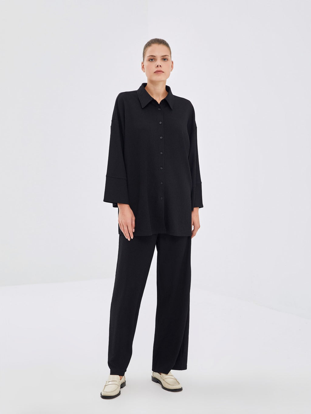 LCW Modest Textured Oversize Women Shirt Tunic