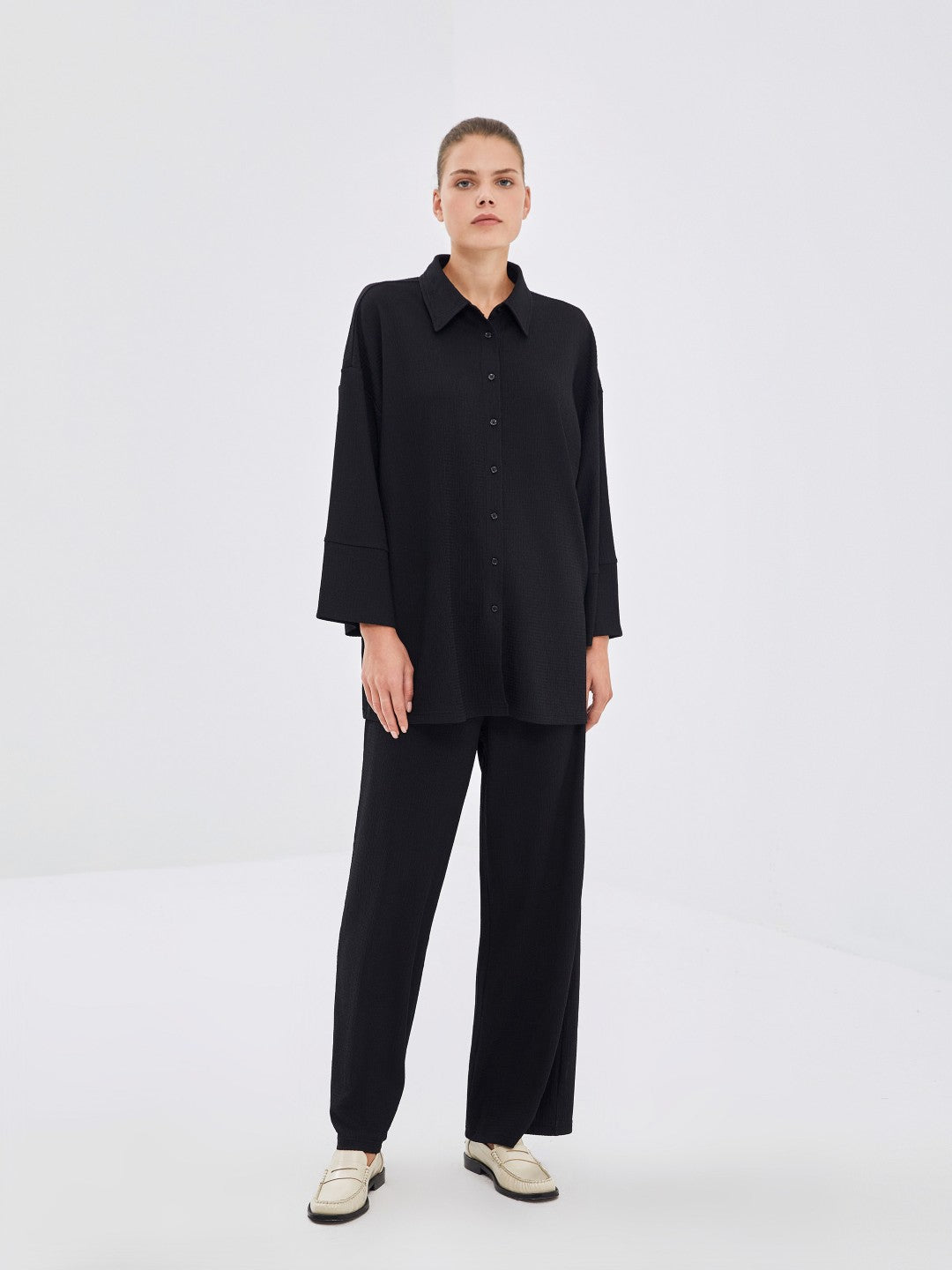 LCW Modest Textured Oversize Women Shirt Tunic