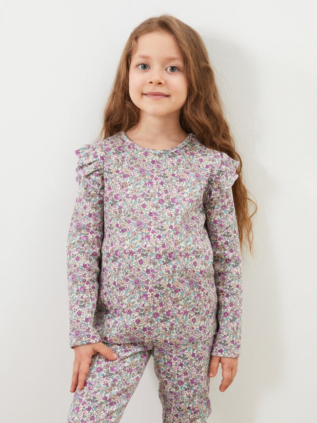 LCW Kids Crew Neck Floral Girl Blouse And Leggings 2-Pack Main Image