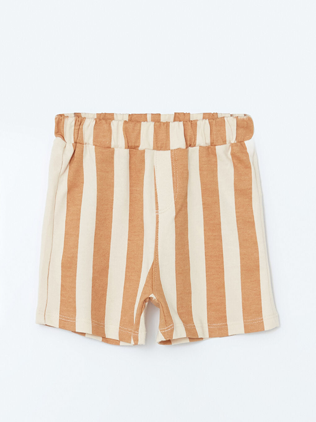 LCW baby Beige Crew Neck Printed Baby Boy T-Shirt and Shorts 2-Pack