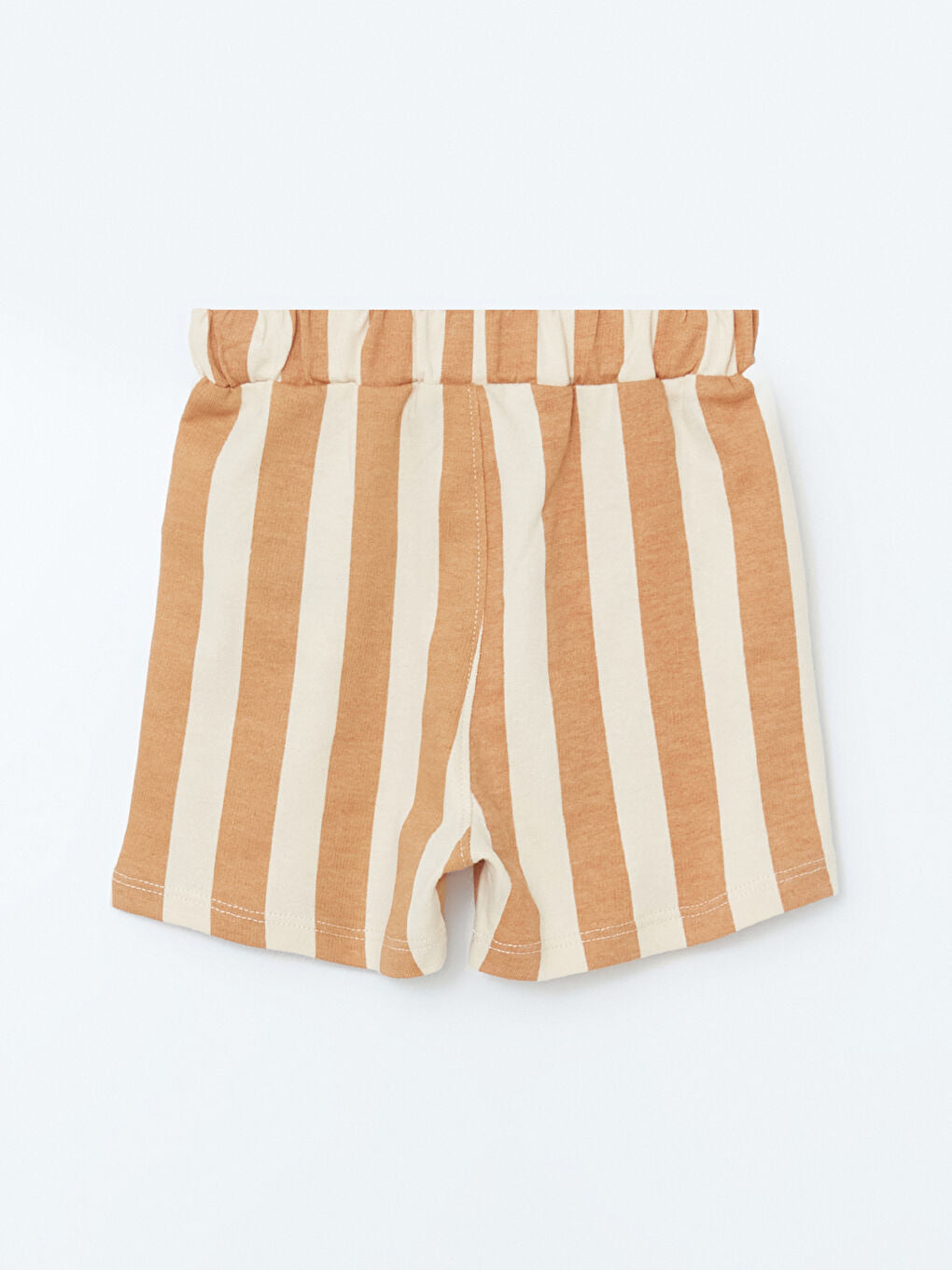 LCW baby Beige Crew Neck Printed Baby Boy T-Shirt and Shorts 2-Pack