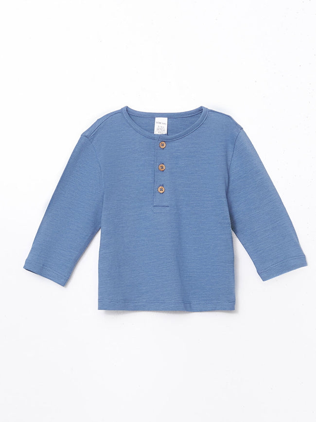 LCW baby Blue Crew Neck Basic Baby Boy T-Shirt and Pants 2-Pack Main Image