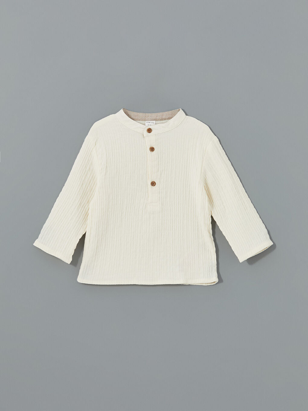 LCW baby Ecru Mandarin Collar Baby Boy T-Shirt and Pants 2-Pack