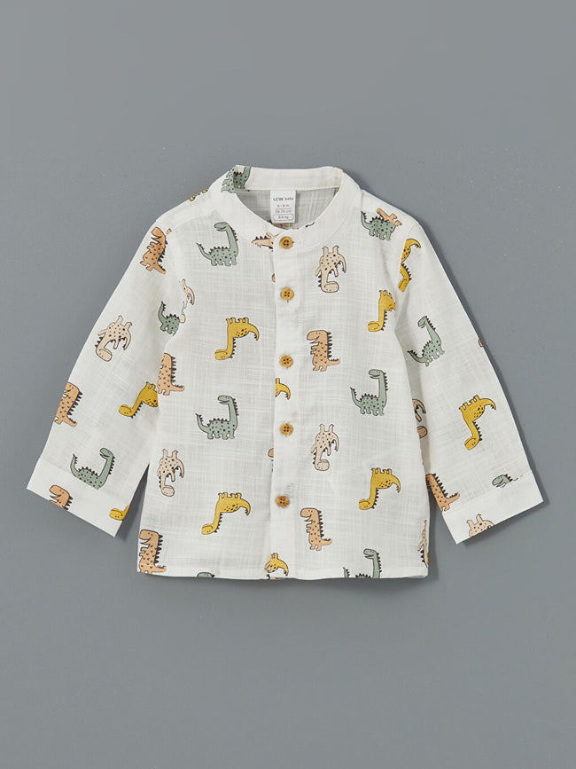 LCW baby Ecru Printed Baby Boy Shirt and Pants 2-Pack Main Image