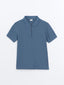 LCW Kids Blue Polo Neck Textured Boy T-Shirt